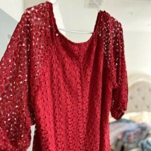 Dress Barn Women’s Lace Top - Red - 3x - NWOT